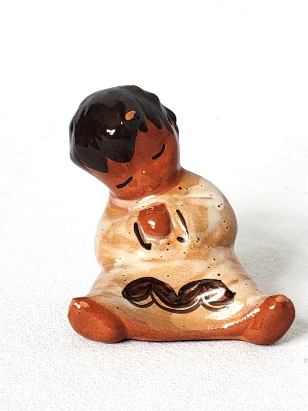 Vtg Ele Hawaii Pottery Child Signed Hand Painted Mid Century Terra Cotta